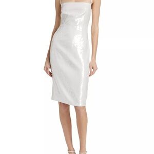 Theory White Strapless Sheath Cocktail Dress